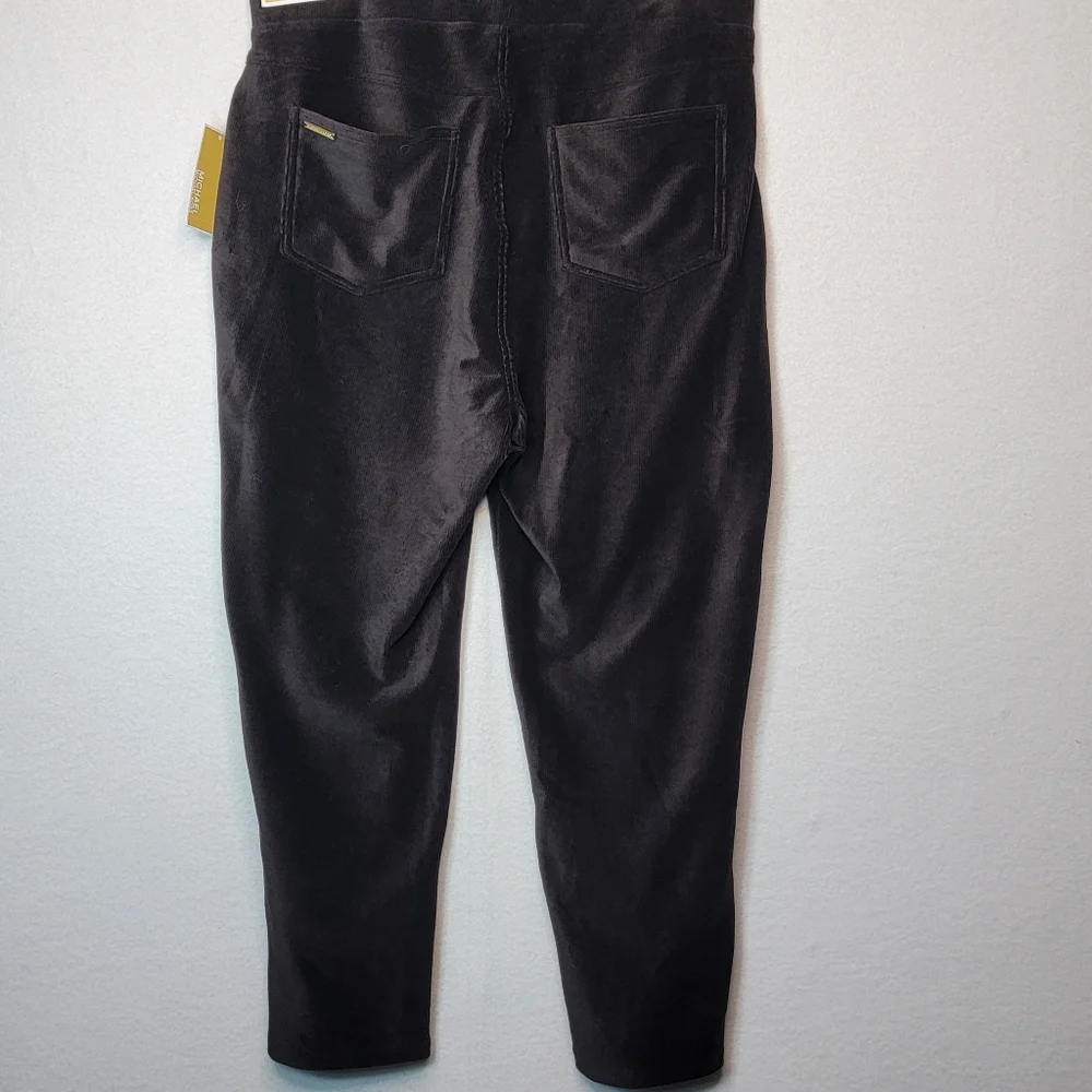 Michael Kors Dark Brown RIBBED Straight Ankle Pull-On‎  Pants SIZE 1X